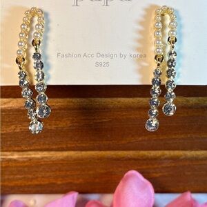 Fancy Fashion jewelry, dangle drop earrings, imitation pearl, rhinestone…